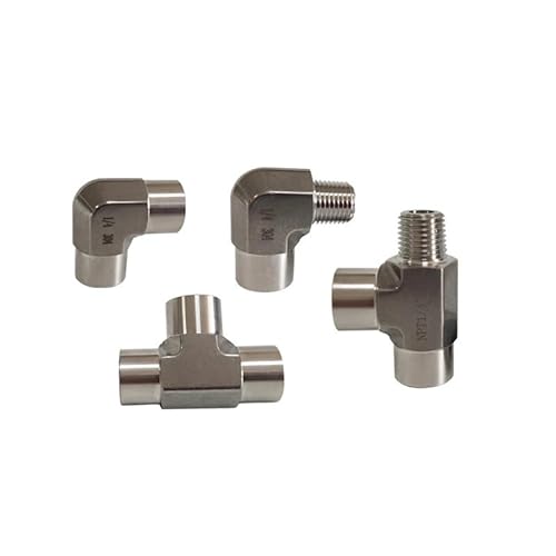 REIUAFWYGV High Pressure Forging 1/8" 1/4" 3/8" 1/2" Female Male Elbow Tee 3 Ways 304 Stainless Steel Pipe Fitting Connector(Tee Female,NPT 304_3/8") von REIUAFWYGV