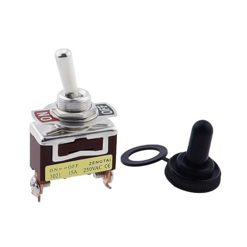 REIUAFWYGV On Off Switch Miniature On Off Small SPST Toggle Switch Heavy Duty with Waterproof Cover 12V 6 A/250 VAC 10 A/125VAC(1021 and Cap) von REIUAFWYGV