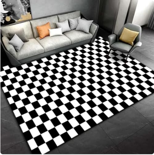 REIWAN Checkerboard Plaid Geometrie Teppich Wohnzimmer Schlafzimmer Dekor Bereich Teppiche Moderne Eingangstür Matten Küche Anti-Rutsch Teppich von REIWAN