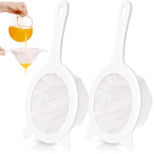 REJOECE 2 Stück 300/450 Mesh Nylon Sieb Fein Feines Sieb mit Griff Sieb Filter Mesh Filter Plastiksieb für die Filterung von Speiseöl Saft Milch Sojamilch und Kaffee von REJOECE