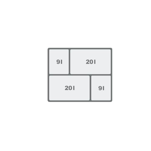 REJS Einbau-Mülleimer für 60 cm Schrank 4-fach Abfallsystem mit Deckel Soft-Close & Vollauszug 2 x 20L + 2 x 9L Frontmontage Silberfarben von REJS