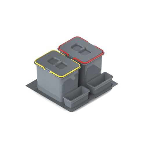 REJS Mülltrennsystem Küche für 60 cm Schrank 2-fach 2 x 20L mit Deckel & Griff Einbau Abfallsammler für Schubladen Küchenabfalleimer Abfalltrennung Abfallbehälter Set Silberfarben REJS Mülltrennsystem Küche für 60 cm Schrank 2-fach 2 x 20L mit Deckel & Griff Einbau Abfallsammler für Schubladen Küchenabfalleimer Abfalltrennung Abfallbehälter Set Silberfarben von REJS