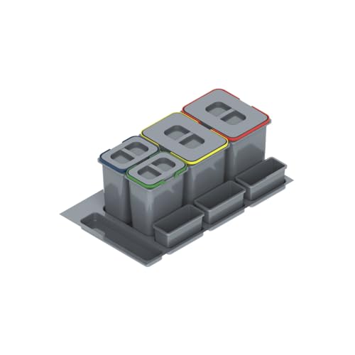 REJS Mülltrennsystem Küche für 90 cm Schrank 4-fach 2 x 15L + 2 x 7L mit Deckel & Griff Einbau Abfallsammler für Schubladen Küchenabfalleimer Abfalltrennung Abfallbehälter Set Silberfarben REJS Mülltrennsystem Küche für 90 cm Schrank 4-fach 2 x 15L + 2 x 7L mit Deckel & Griff Einbau Abfallsammler für Schubladen Küchenabfalleimer Abfalltrennung Abfallbehälter Set Silberfarben von REJS