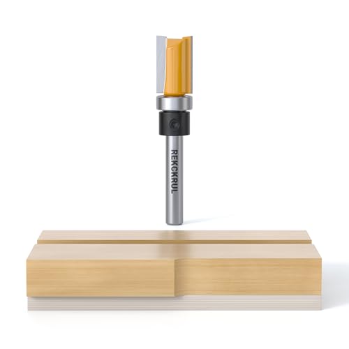 REKCKRUL Pattern Flush Trim Router Bits Set, 1/4 Inch Shank Bottom Bearing, Carbide Tipped Woodworking Router Bits for Precision Edge Trimming, Cutting Length:3/10.2 cm REKCKRUL Pattern Flush Trim Router Bits Set, 1/4 Inch Shank Bottom Bearing, Carbide Tipped Woodworking Router Bits for Precision Edge Trimming, Cutting Length:3/10.2 cm von REKCKRUL