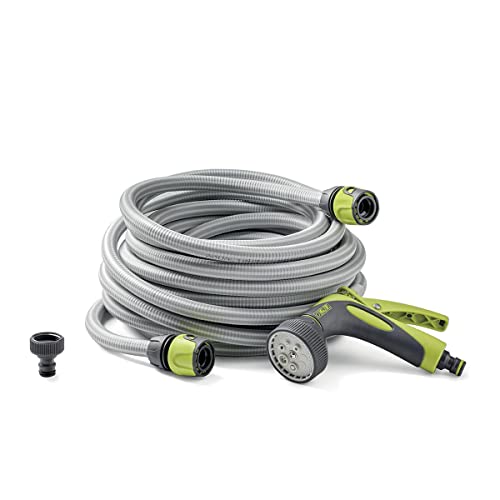 Aqualight Gartenschlauch Set mit Gartenbrause, bis zu dreimal leichter als herkömmliche Gartenschläuche, 15 Meter lang, verknotungsfrei, Wasserschlauch, Bewässerungsschlauch von REKORD Qualität in Ihrer Hand