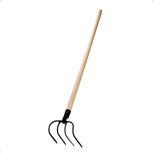 Rekord Dunghacke (Stahl, geschmiedet) mit 4 Zinken und 130 cm Stiel aus Buchenholz, Arbeitsbreite: 22 cm, Zinkenlänge: 24 cm, Mistgabel, Mistforke, Mulchforke, Gartenhacke von REKORD Qualität in Ihrer Hand