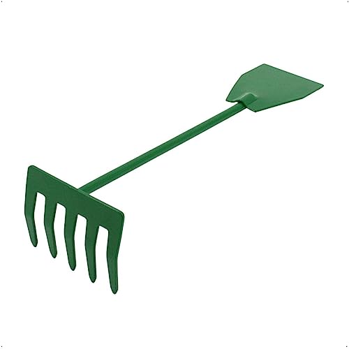 Rekord Friedhofsgerät aus pulverbeschichtetem Stahl mit 5 Zinken und Blatt, Gesamtlänge: 30 cm, ideale Kombination aus Rechen & Spaten, Handrechen, Blumenrechen, Handhacke von REKORD Qualität in Ihrer Hand