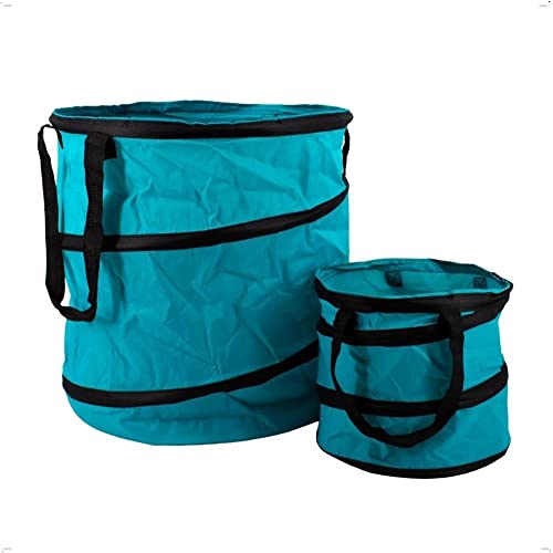 Rekord Laubsack Set 2-teilig stabil Wasserabweisend (Blau) mit Pop Up Technik, Gartensack, Abfallsack, Gartenabfallsack, Gartentasche, Gartenmüllsack, Korb von REKORD Qualität in Ihrer Hand