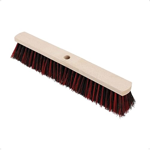 Rekord Saalbesen mit rot-schwarzen Arenga-Elaston-Faser Borsten, Gesamtlänge 50 cm, ohne Stiel, ideal zur Reinigung von großen Flächen im Innen- und Außenbereich von REKORD Qualität in Ihrer Hand