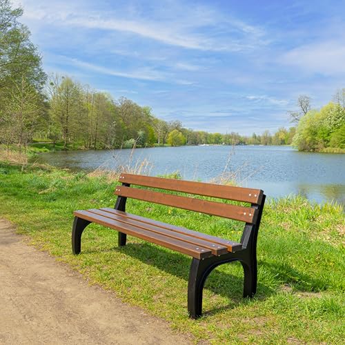 REKORD Gartenbank 170 x 56 x 75 cm Robuste Parkbank aus Metall und Holz mit Rückenlehne wetterfeste Outdoor Sitzbank Bank für Garten Terrasse Balkon Vorgarten - Split - Mahagoni REKORD Gartenbank 170 x 56 x 75 cm Robuste Parkbank aus Metall und Holz mit Rückenlehne wetterfeste Outdoor Sitzbank Bank für Garten Terrasse Balkon Vorgarten - Split - Mahagoni von REKORD