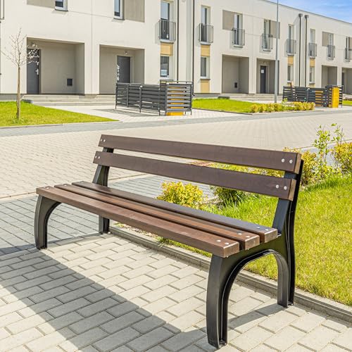 REKORD Gartenbank 170 x 56 x 75 cm Robuste Parkbank aus Metall und Holz mit Rückenlehne wetterfeste Outdoor Sitzbank Bank für Garten Terrasse Balkon Vorgarten - Split - Palisander REKORD Gartenbank 170 x 56 x 75 cm Robuste Parkbank aus Metall und Holz mit Rückenlehne wetterfeste Outdoor Sitzbank Bank für Garten Terrasse Balkon Vorgarten - Split - Palisander von REKORD