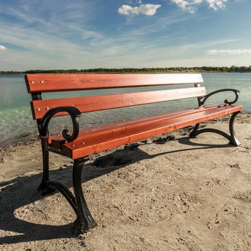 REKORD Gartenbank 170 x 59 x 73 cm Robuste Parkbank aus Metall und Holz mit Rückenlehne wetterfeste Outdoor Sitzbank Bank für Garten Terrasse Balkon Vorgarten - Gdansk BIS - Mahagoni REKORD Gartenbank 170 x 59 x 73 cm Robuste Parkbank aus Metall und Holz mit Rückenlehne wetterfeste Outdoor Sitzbank Bank für Garten Terrasse Balkon Vorgarten - Gdansk BIS - Mahagoni von REKORD