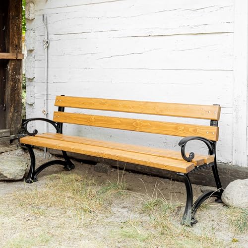 REKORD Gartenbank 170 x 59 x 73 cm Robuste Parkbank aus Metall und Holz mit Rückenlehne wetterfeste Outdoor Sitzbank Bank für Garten Terrasse Balkon Vorgarten - Gdansk BIS - TEK REKORD Gartenbank 170 x 59 x 73 cm Robuste Parkbank aus Metall und Holz mit Rückenlehne wetterfeste Outdoor Sitzbank Bank für Garten Terrasse Balkon Vorgarten - Gdansk BIS - TEK von REKORD