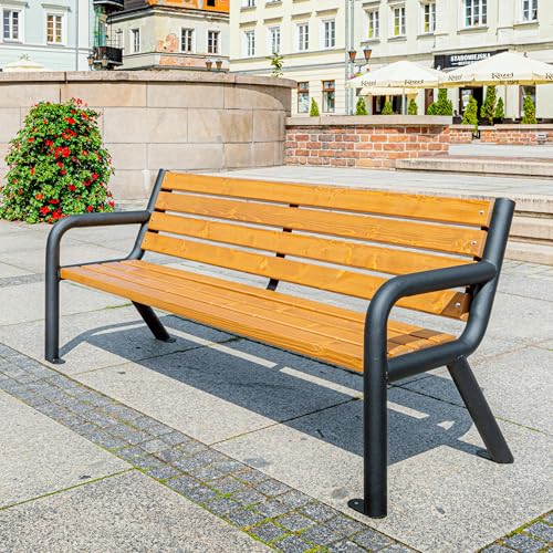 REKORD Gartenbank 186 x 60 cm Robuste Parkbank aus Metall und Holz mit Rückenlehne wetterfeste Outdoor Sitzbank Bank für Garten Terrasse Balkon Vorgarten - Viking BIS - TEK REKORD Gartenbank 186 x 60 cm Robuste Parkbank aus Metall und Holz mit Rückenlehne wetterfeste Outdoor Sitzbank Bank für Garten Terrasse Balkon Vorgarten - Viking BIS - TEK von REKORD