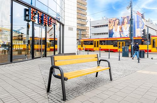 REKORD Gartenbank 196 x 64 x 76 cm Robuste Parkbank aus Metall und Holz mit Rückenlehne wetterfeste Outdoor Sitzbank Bank für Garten Terrasse Balkon Vorgarten – Spartan - TEK von REKORD