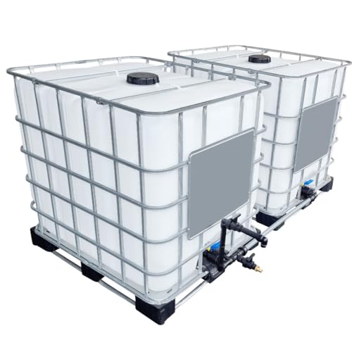 2000l IBC Wassertank nebeneinander mit Rohr Tankverbindung Größe 32mm von REKUBIK