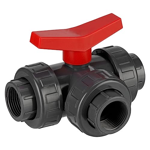 REKUBIK PVC-U 3-Wege-Kugelhahn L-Bohrung 3X Innengewinde Größe 1" IG x 1" IG x 1" IG von REKUBIK