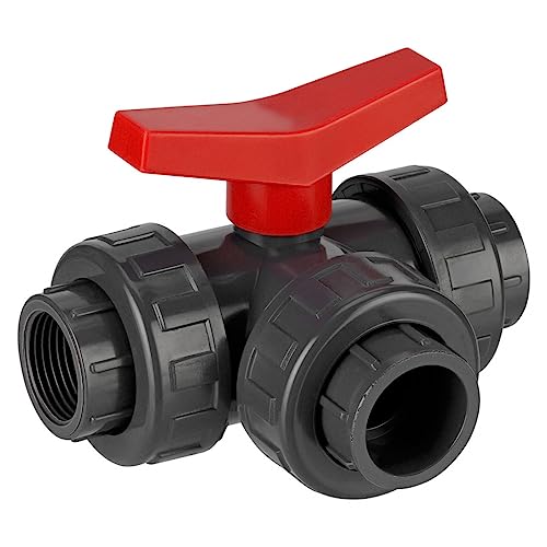 REKUBIK PVC-U 3-Wege-Kugelhahn T-Bohrung 3X Innengewinde Größe 1" IG x 1" IG x 1" IG von REKUBIK