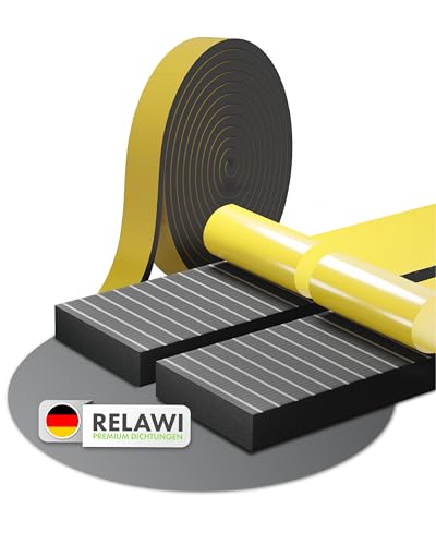 RELAWI Dichtungsband selbstklebend für Türen und Fenster - Türdichtung selbstklebend perfekt für Altbautüren, die Haustür, Fenster - Dichtband aus Moosgummi EPDM - wasserdicht(12x3mm, 50 Meter) von RELAWI