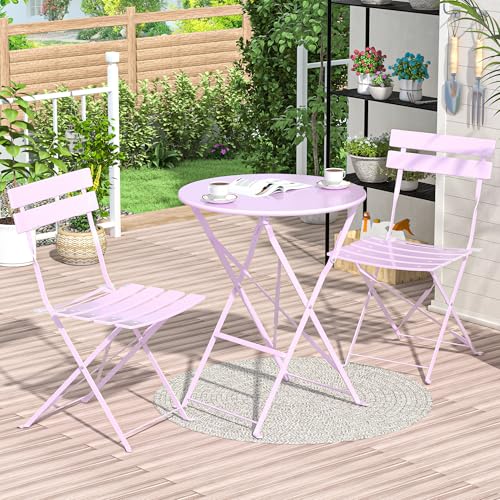 RELAX FIELD Gartenmöbel Set Wetterfest, Balkonmöbel Set 3 Teilig für Kleinen Balkon, Bistrotisch mit 2 Stühlen, Bistro Set Klappbar, Pink RELAX FIELD Gartenmöbel Set Wetterfest, Balkonmöbel Set 3 Teilig für Kleinen Balkon, Bistrotisch mit 2 Stühlen, Bistro Set Klappbar, Pink von RELAX FIELD
