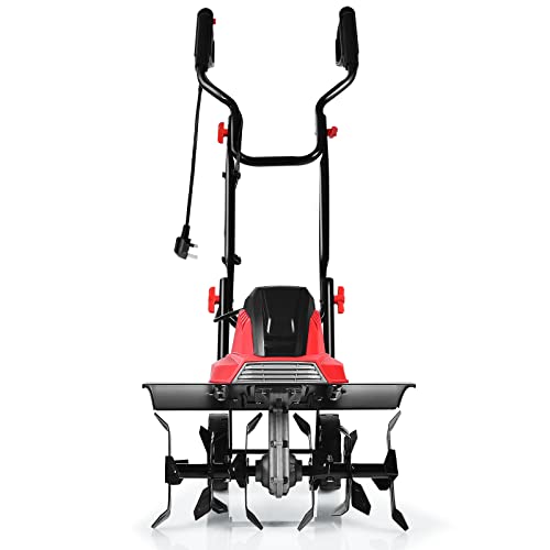 RELAX4LIFE 1500 W Elektro-Bodenhacke/Gartenfräse/Bodenfräse mit 6 Hackmessern, 22 cm Arbeitstiefe, 45 cm Arbeitsbreite, Radposition Klappbar&Einstellbar, Starke Motivation, Rot + Schwarz von RELAX4LIFE