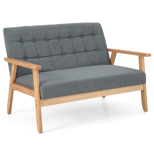 RELAX4LIFE 2 Sitzer Sofa, Polstersofa mit Massivholzrahmen Dickem Sitzkissen, Doppelsofa mit Rücklehne & Armlehnen, bis 250 kg belastbar, Gepolstertes Sofa für Wohnzimmer Schlafzimmer Büro von RELAX4LIFE