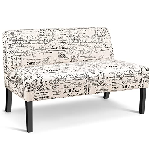 RELAX4LIFE 2 Sitzer Sofa, Stoffsofa mit Massivholzbeinen, Doppelsofa mit Rücklehne, Couch Klein, Polstersofa für Wohnzimmer Schlafzimmer, 121 x 66 x 78 cm von RELAX4LIFE