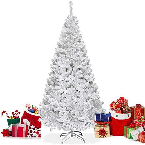 RELAX4LIFE Weihnachtsbaum Weiß, Künstlicher Weihnachtsbaum, Tannenbaum Künstlich, PVC Christbaum mit 950 Spitzen, 210 cm, Schnellaufbau Klappsystem, für Zuhause, Büro, Geschäfte und Hotels von RELAX4LIFE