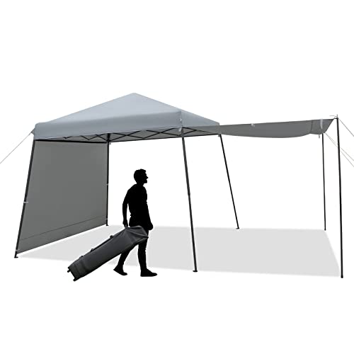 RELAX4LIFE 3 x 3 m Pop up Pavillon, Gartenpavillon mit 2 verstellbaren Markisen, Partyzelt mit Rolltasche, Faltpavillon Wasserdicht, Gartenzelt für Partys Picknick BBQ, Grau von RELAX4LIFE