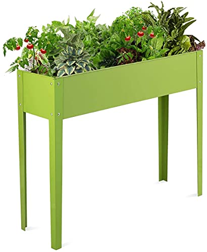 RELAX4LIFE Blumenbeet aus verzinktem Stahl, Hochbeet mit 2 Belüftungslöchern, Gartenbeet für Gemüse & Kräuter & Blumen, Blumentrog für Garten & Balkon & Terrasse, Beet stabil, grün (101 × 31 × 80cm) von RELAX4LIFE