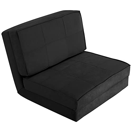 RELAX4LIFE Bodensofa Klappbar, Schlafsofa 5 in 1, Schlafsessel mit 5-stufig Verstellbarer Rückenlehne, Klappsofa mit Bettfunktion, Klappmatratze für Wohnzimmer Schlafzimmer (Schwarz) von RELAX4LIFE