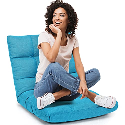 RELAX4LIFE Bodenstuhl Faltbar, Lazy Sofa, Meditationsstuhl, Bodensessel mit Verstellbarer Lehne, für Zuhause oder Büro, Farbewahl (Eisblau) von RELAX4LIFE