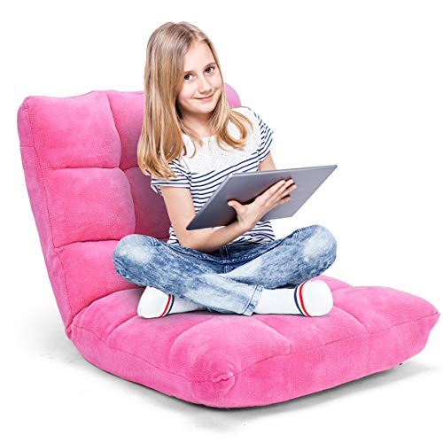 RELAX4LIFE Bodenstuhl Faltbar, Lazy Sofa, Meditationsstuhl, Bodensessel mit Verstellbarer Lehne, für Zuhause oder Büro, Farbewahl (Pink) von RELAX4LIFE