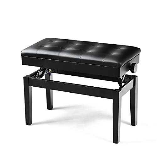 RELAX4LIFE Doppelte Klavierbank, höhenverstellbarer Klavierhocker für Konzertsaal & Zuhause & Musik Klassenzimmer, Keyboardbank mit Stauraum, Keyboardstuhl mit Kunstleder Kissen, Schminkhocker schwarz von RELAX4LIFE