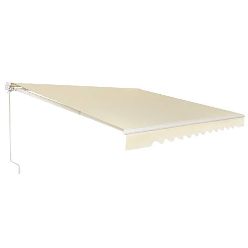 RELAX4LIFE Einziehbare Markise, Gelenkarmmarkise mit Handkurbel, Sonnenmarkise Winkel Längeinstellung(5-35°), Markise mit Wasserdichter Beschichtung, Balkonmarkise Sonnenschutz (3 x 2,5 m, Beige) von RELAX4LIFE