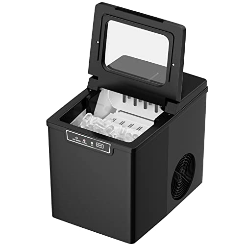 RELAX4LIFE Eiswürfelmaschine, Ice Maker mit Schaufel, 9 Eiswürfel in 8 min, 12 kg in 24 Std., 1,85L Wassertank, Eiswürfelbereiter für Haushalt Büro, Schwarz von RELAX4LIFE