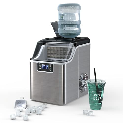 RELAX4LIFE Eiswürfelmaschine 3,2L, Ice Maker 24 Eiswürfel in 15 min, Ice Maker 18 kg pro Tag, Eismaschine mit Selbstreinigungsfunktion, inkl. Schaufel & LCD-Display & Timer, Silber von RELAX4LIFE