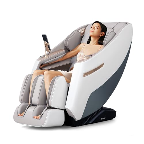 RELAX4LIFE Elektrischer Massagesessel für Ganzkörper, Zero Gravity SL-Schienen-Massageliege mit 12 Automatik-Modi, Massagestuhl mit Luftdruckmassage/Rückenheizung/Fußrollen/Bluetooth von RELAX4LIFE