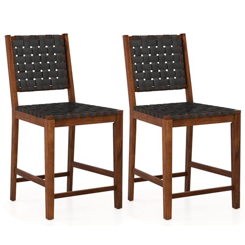 RELAX4LIFE Esszimmerstühle 2er Set, Küchenstuhl Gewebt, Holzstuhl für Tische von 88-99cm Höhe, Wohnzimmerstuhl bis 150 kg belastbar, Bistrostuhl für Esszimmer Wohnzimmer von RELAX4LIFE