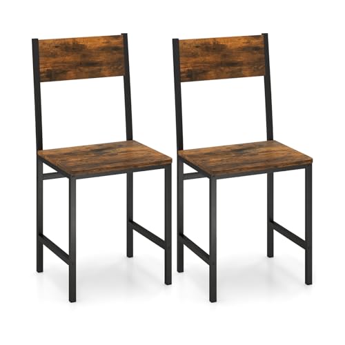 RELAX4LIFE Esszimmerstühle 2er Set, Küchenstuhl mit Rückenlehne & Metallbeinen, Ergänzende Stühle für Esstisch, Esszimmerstuhl im Industrie-Stil für Esszimmer Küche Wohnzimmer Büro, Braun + Schwarz von RELAX4LIFE