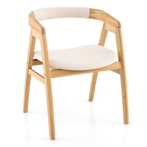 RELAX4LIFE Esszimmerstuhl aus Bambus, Akzentstuhl mit Rückenlehne & Sitzkissen für Esszimmer, Polsterstuhl Relaxsessel für Wohnzimmer Büro Schlafzimmer von RELAX4LIFE
