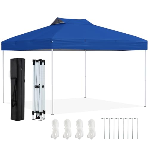 RELAX4LIFE Faltpavillon 3 x 3 m, Pop Up Pavillon Höhenverstellbar Stabil Wasserdicht UV Schutz 50+, Gartenpavillon mit Tragetasche, Partyzelt Gartenzelt für Outdoor Markt Garten Hof (Blau) von RELAX4LIFE