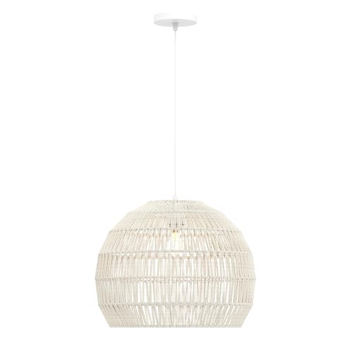 RELAX4LIFE Gewebte Pendelleuchte, Boho Hängelampe Höhenverstellbar, Bauernhaus Hängeleuchte mit E27-Basis (Glühbirnen Nicht Enthalten), Deckenlampe Hängend für Wohnzimmer, Schlafzimmer, Küche (Beige) von RELAX4LIFE