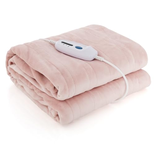 RELAX4LIFE Heizdecke mit Abschaltautomatik, Elektrische Wärmedecke, 4 Heizstufen, 8 Stunden Timer, Überhitzungsschutz, Flanell Kuscheldecke fürs Bett & Sofa, Maschinenwaschbar von RELAX4LIFE