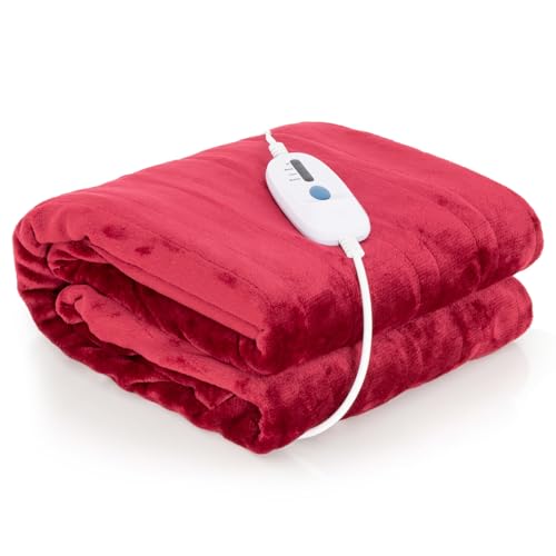 RELAX4LIFE Heizdecke mit Abschaltautomatik, Elektrische Wärmedecke, 4 Heizstufen, 8 Stunden Timer, Überhitzungsschutz, Flanell Kuscheldecke fürs Bett & Sofa, Maschinenwaschbar von RELAX4LIFE