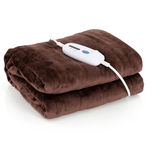 RELAX4LIFE Heizdecke mit Abschaltautomatik, Elektrische Wärmedecke, 4 Heizstufen, 8 Stunden Timer, Überhitzungsschutz, Flanell Kuscheldecke fürs Bett & Sofa, Maschinenwaschbar von RELAX4LIFE