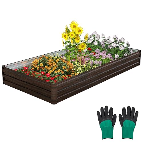 RELAX4LIFE Hochbeet 240 x 120 x 30 cm, Gartenbeet Metall, Gemüsebeet mit Verstärkter Halterung, Pflanzenbeet für Gemüse & Obst & Kräuter von RELAX4LIFE