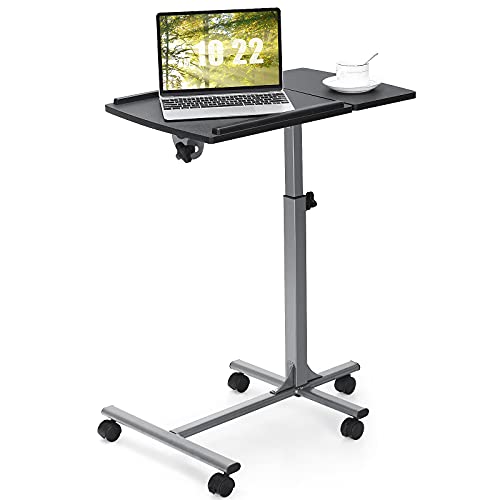 RELAX4LIFE Höhenverstellbarer Laptoptisch, Rolltisch mit neigbarer Tischplatte, Mobiler Laptopständer mit 5 Rollen & Bremsen, Notebookständer bis zu 15 kg belastbar, für Homeoffice & Büro (Schwarz) von RELAX4LIFE