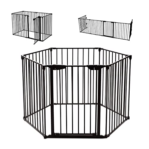 RELAX4LIFE Kaminschutzgitter Metall, Absperrgitter, Kinderschutzgitter, Laufgitter für Haustier, faltbar, Konfigurationsgitter, Türschutzgitter, 2 in 1 Schutzgitter (Schwarz) von RELAX4LIFE
