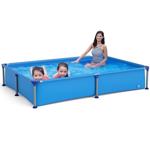 RELAX4LIFE Kinderpool, Planschbecken für Kinder, Aufstellpool rechteckig, 228 x 159 x 42 cm, Swimming Pool Metallrahmen, Schwimmbecken klein, Schwimmpool für Garten von RELAX4LIFE